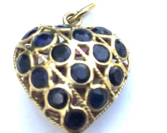 18k Ruby Sapphire Heart reversible 1/2 Ct each side
