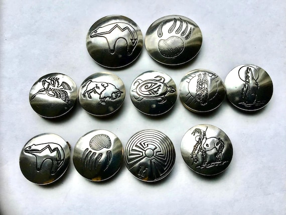 Vintage Sterling Silver Native American Button Co… - image 1