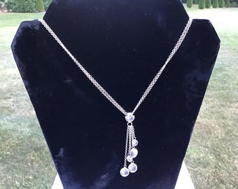 Sterling slide necklace 18” with drops heavy double strand necklace
