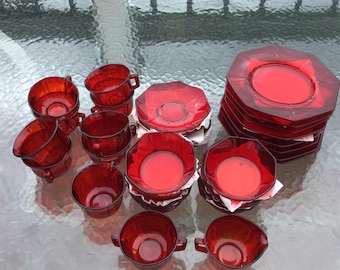 Imperial Molly Ruby luncheon set service for 8 1930s-40s