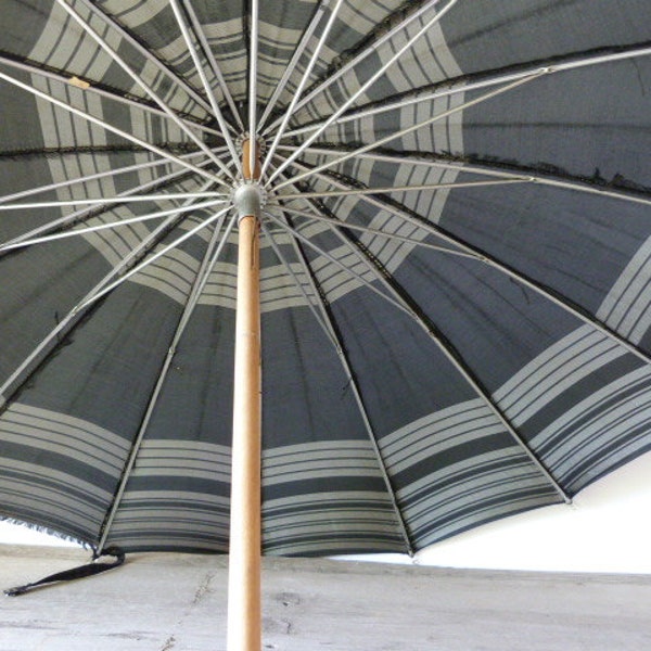 Vintage black and grey umbrella with lucite handle