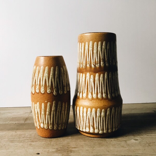 Pair of vintage West German pottery vases | mid century ceramics