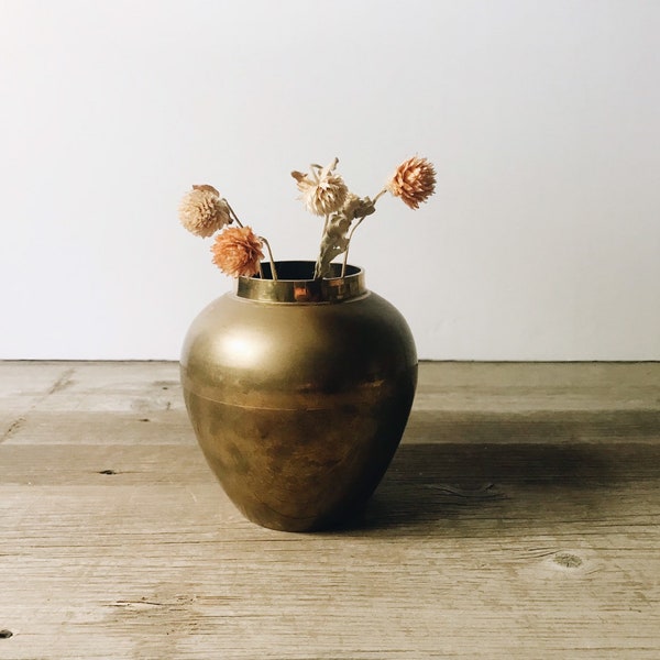 Vintage Indian brass vase | vintage brass | two tone brass vase