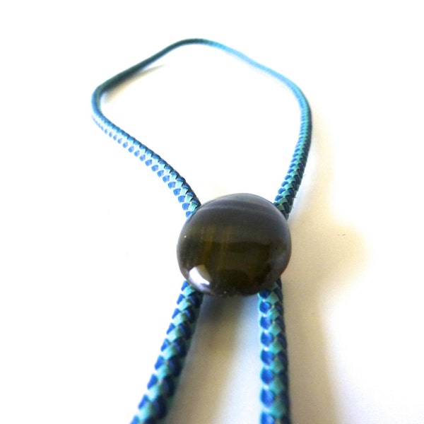 Vintage stone bolo tie with aqua neck cord