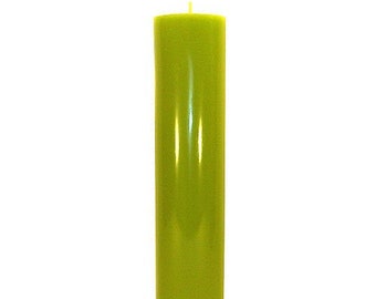 3 x 12.5 Yellow-Green Classic Hand-poured LARGE Unscented Pillar Candles Solid Color