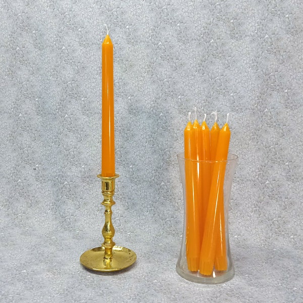 6 Orange Classic Hand-poured Unscented Taper Candles