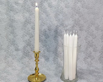 6 White Classic Hand-poured Unscented Taper Candles