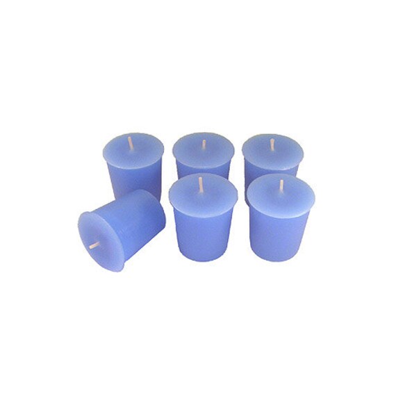 12 Light Blue Classic Hand Poured Unscented Votive Candles