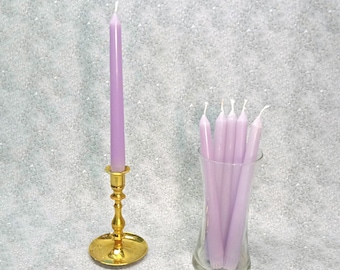 6 Lavender Classic Hand-poured Unscented Taper Candles