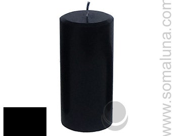 3 x 6.5 Black Classic Hand-poured Unscented Pillar Candles Solid Color