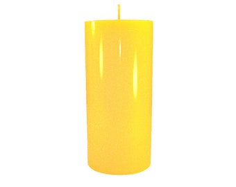 3 x 6.5 Yellow Classic Hand-poured Unscented Pillar Candles Solid Color