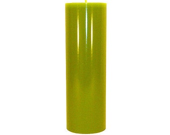 3 x 9.5 Yellow-Green Classic Hand-poured Unscented Pillar Candles Solid Color