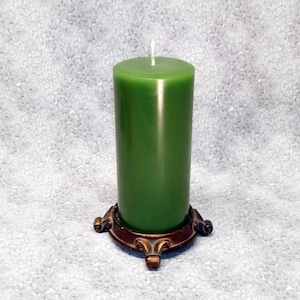 3 x 6.5 Green Classic Hand-poured Unscented Pillar Candles Solid Color image 1