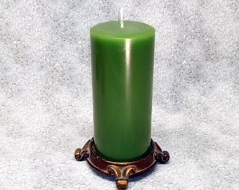 3 x 6.5 Green Classic Hand-poured Unscented Pillar Candles Solid Color