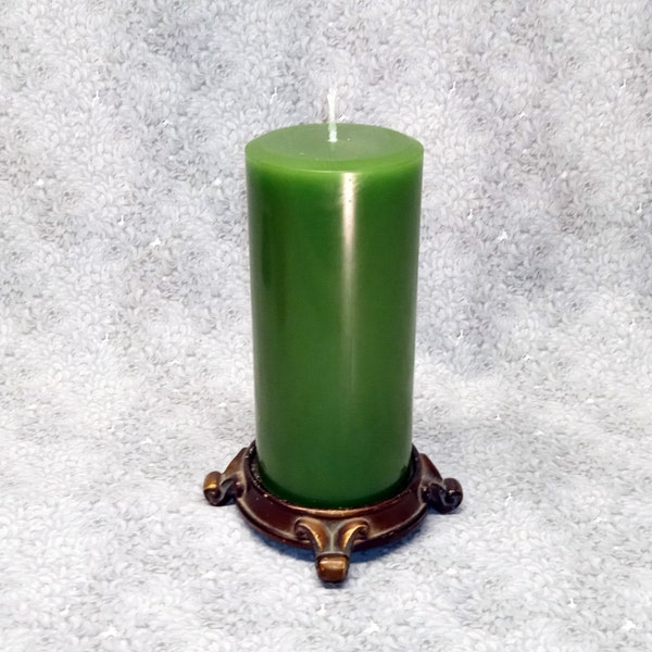 3 x 6.5 Green Classic Hand-poured Unscented Pillar Candles Solid Color
