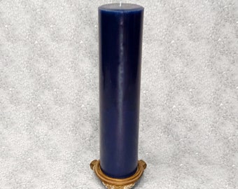 3 x 12.5 Dark Blue Classic Hand-poured LARGE Unscented Pillar Candles Solid Color