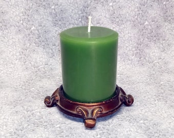 3 x 3.5 Green Classic Hand-poured Unscented Pillar Candles Solid Color