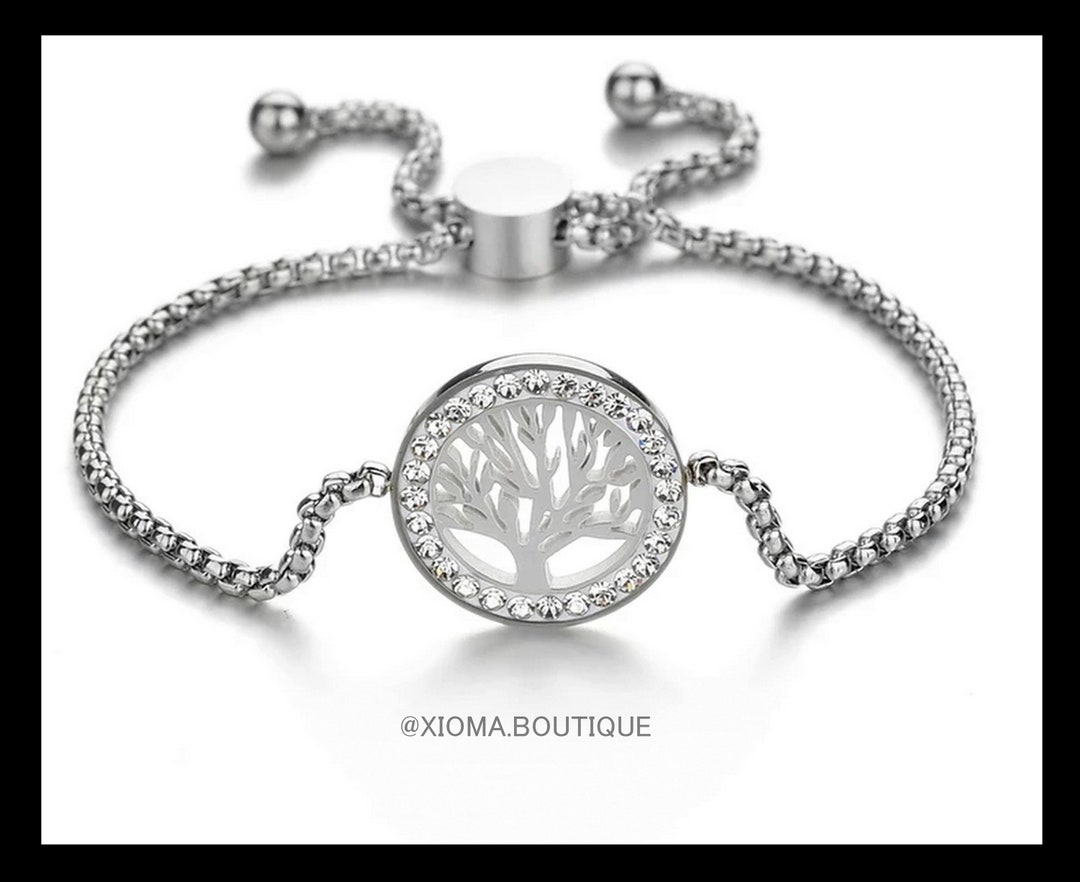 Tree of Life Bracelet - Stainless Steel Silver - Adjustable Bracelet ...