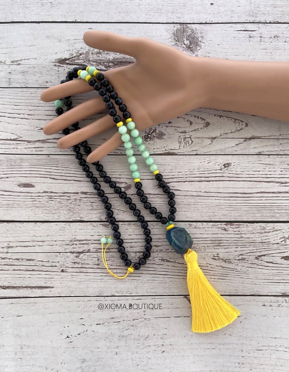 108 Mala Beads – Galaxy Star Blue Sand Stone – Prayer Beads – Yoga