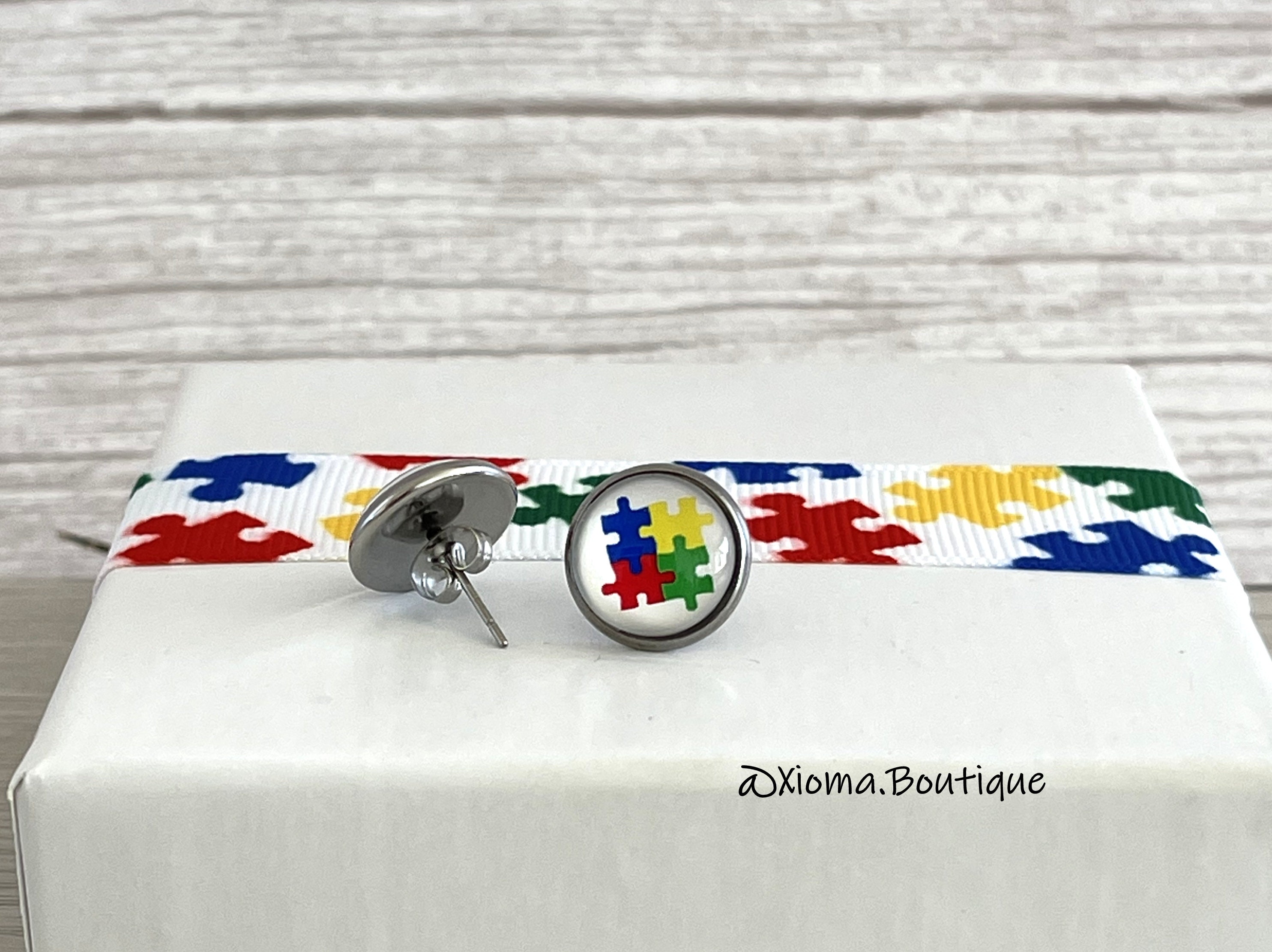 Autism Awareness Stud Earrings: Puzzle Piece Stainless Steel Jewelry - Etsy