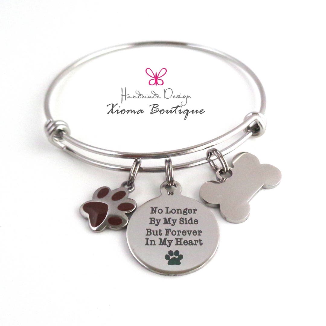Handmade Pet Memorial Bracelet: Stainless Steel Paw & Bone Charms - Etsy