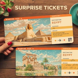 Egypt Surprise Trip Tickets – Editable Boarding Pass Gift – Printable Trip Reveal – Digital Download for Surprise Vacation Announcement