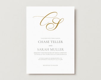 Elegant Wedding Invitation Template, Minimalist, 100% Editable Template, INSTANT Download, Invite, Printable, DIY, Simple