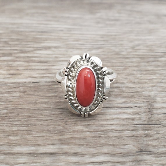 Red Coral Ring - Size 8.5