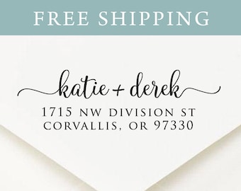 Custom Address Stamp, Self Ink Return Address Stamp, Personalized Address Stamp, Self Ink Custom Address Stamp, Calligraphy Waves (S5510)