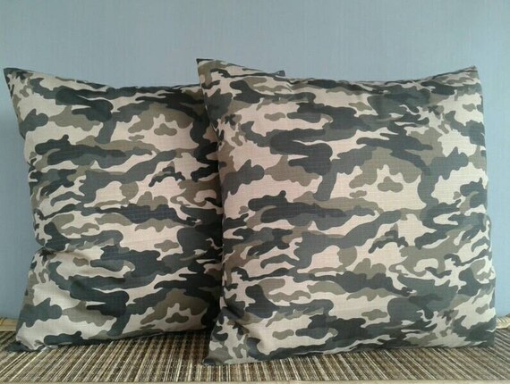 Ooak Camo Pillow Sham Camouflage Cushions Army Fatigue Fabric Etsy