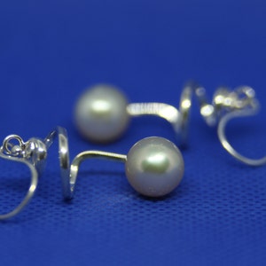 South Sea Pearl Silver Spiral Earrings Melon Color Fine Jewelry Sea Pearl Salt Water Pearl Dangle Earrings Solid Silver Earrings image 7