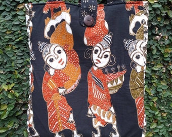 Anpassbare Batik Print Einkaufstasche Einkaufstasche Wachs wider Batik Ethnische Einkaufstasche Collage Tasche Einkaufstasche Baumwolldruck Reversible gepolsterte Tasche