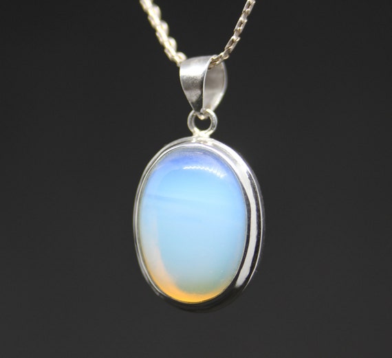 Milky Blue Moonstone Pendant: Sterling Silver Bezel, Handmade Jewelry Gift