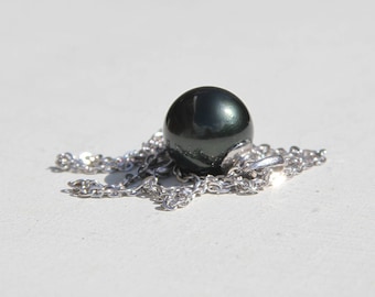 Black Pearl Pendant Platinum Pearl Choker Pearl Bridesmaid Gift Tahitian South Sea Pearl Fine Jewelry Necklace Black Sea Pearl Lovers Gift