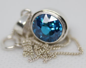 Blue Topaz Pendant Handmade .925 Sterling Silver Jewelry Natural Gem Stone Blue Precious Stone Pendant Aquamarine Colour Gift For Lover