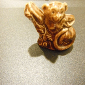 Dark Brown Monkey Red Rose Tea English Wade Animal Character, Porcelain Animal Miniature Figure