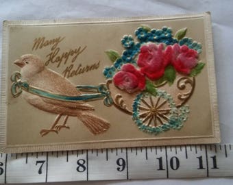 Frühe 1900's 3D Postkarte ""Many Happy Returns""