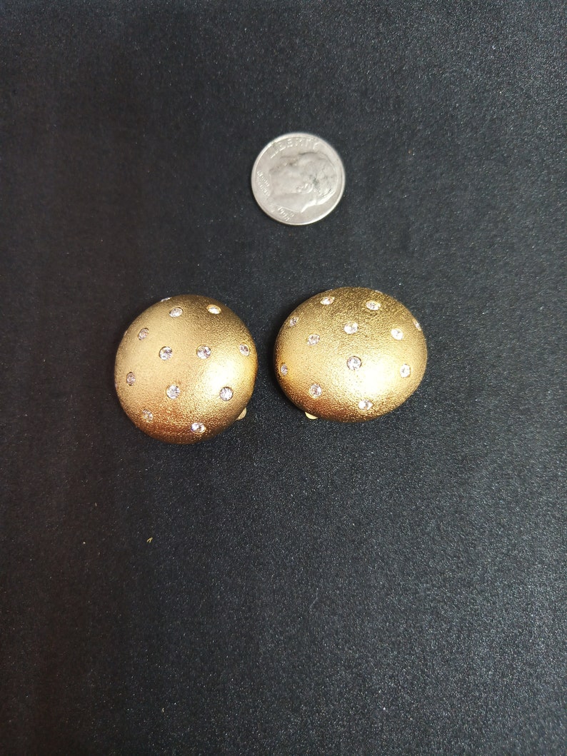 Golden Mushroom Cap Round Rhinestone Metal Clip-on image 1