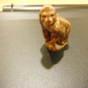 Brown Gorilla Red Rose Tea English Wade Animal Character, Porcelain Animal Miniature Figure