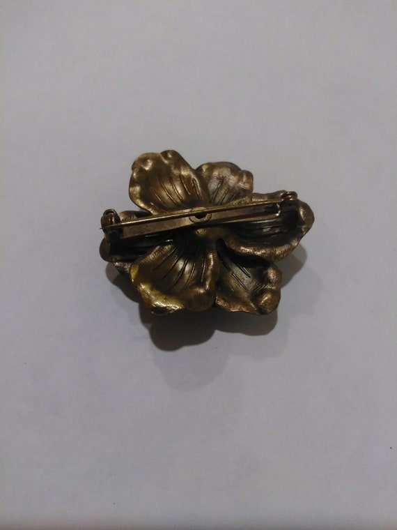 Bronze? Rose Flower Brooch, Larger Flower Bronze Colo… Gem