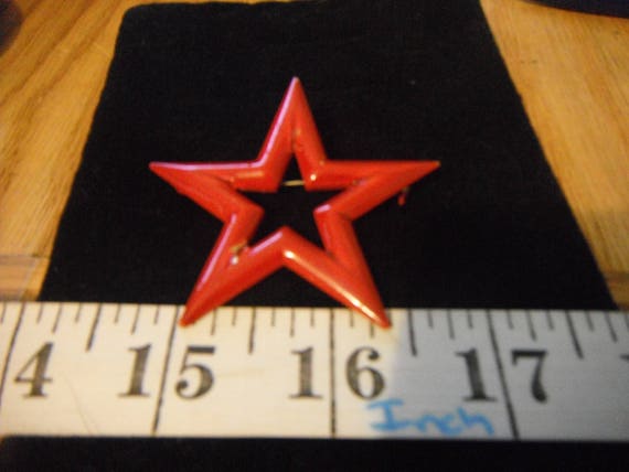 Mid Centery Red Enamaled Star Brooch,1950's-1960'… - image 1