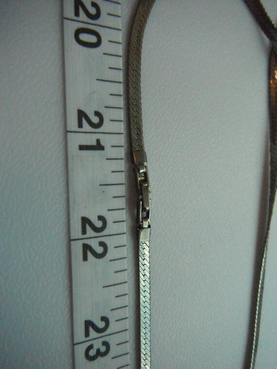 Silver Tone Flat Herringbone 16 Inch Necklace, Flat S… Gem