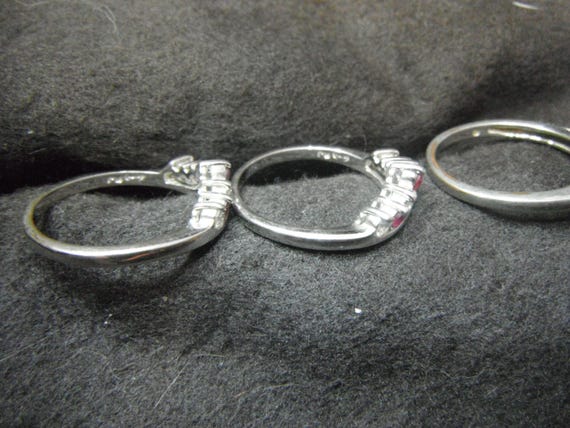 Avon Uranium Red Rhinestone Stackable Ring Set - … - image 9