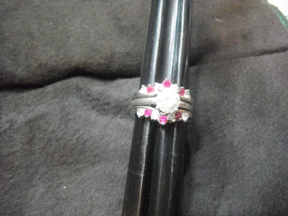 Avon Uranium Red Rhinestone Stackable Ring Set - … - image 5