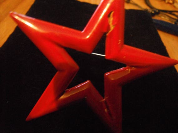Mid Centery Red Enamaled Star Brooch,1950's-1960'… - image 6