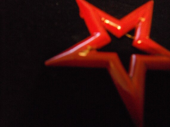 Mid Centery Red Enamaled Star Brooch,1950's-1960'… - image 7