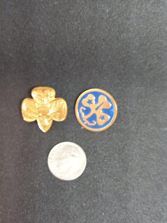 Old Girl Scout Sash Pins, Gold Tone Girl Scout Pin