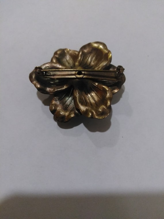 Bronze? Rose Flower Brooch, Larger Flower Bronze Colo… Gem