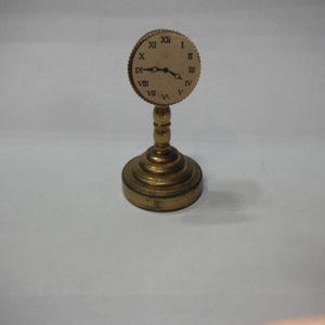 Brass Imitation Clock Miniature, Brass Clock Miniature Figurine, Doll House Clock Miniature