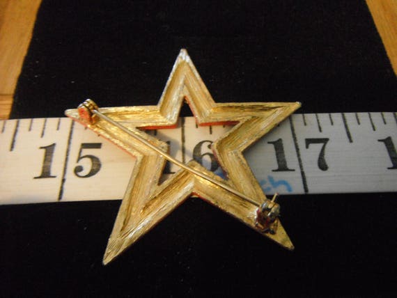 Mid Centery Red Enamaled Star Brooch,1950's-1960'… - image 4